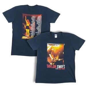 Taylor Swift The Red Tour Navy Blue Front & Back Print Gildan Tour Merch T-Shirt